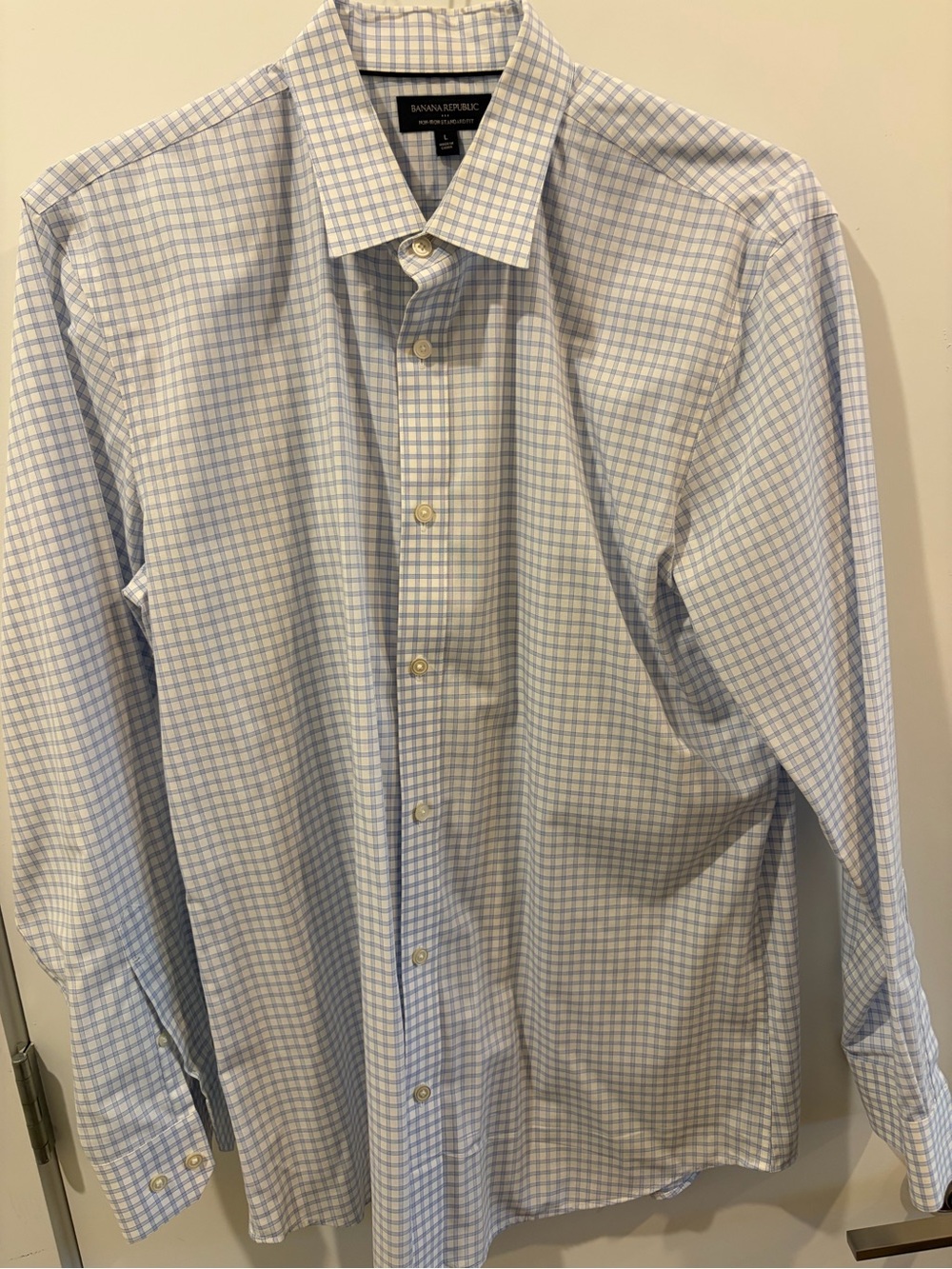 Banana Republic Men’s Light Blue Checked Dress Shirt